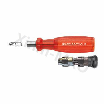 PB SWISS TOOLS 弹仓式可换内置8件批头螺丝刀、带通用套筒(红) PB 6460.Red